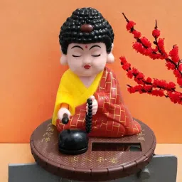 Solar Powered Moving Head monk Statue for car dashboard, home decor, Gift Decorative Showpiece - 10 cm-image-81
