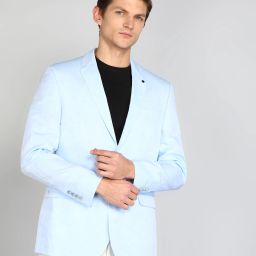 Men Solid Single Breasted Formal Blazer-image-4