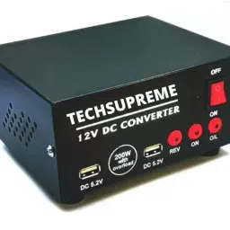 12V DC to 220 AC Converter with Dual USB & Double Socket Power output up to 200W Square Wave Inverter-12