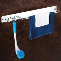 Stainless Steel Towel Stand/Towel Rod with Hook for Bathroom/Hanger/Bathroom Accessories (Pack of 1) Chrome Finish Towel Holder-image-60