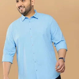 metronaut plus Men Regular Fit Solid Spread Collar Casual Shirt-picture-36