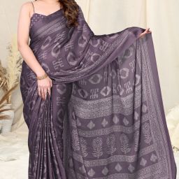 Printed, Blocked Printed Daily Wear Chiffon, Georgette Saree-image-44
