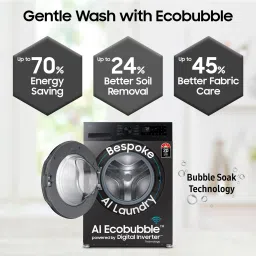 samsung 9 kg 5 Star, AI Ecobubble, Super Speed, Wi-Fi, Hygiene Steam, Digital Inverter Motor Fully Automatic Front Load with In-built Heater Grey image 3