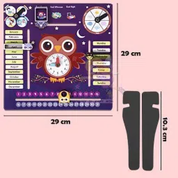 wishkey 7 in 1 Multifunctional Wooden Calendar Clock With Sliders For Toddlers Kids image 4