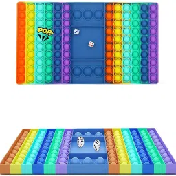 2-in-1 Silicone Water-Proof Jumbo Size Popit Ludo with Dice for Kids & Toddlers (Pack of 1 Ludo)-13