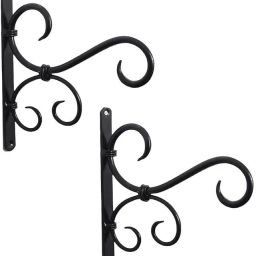 Hanging Brackets for Planters,Bird Feeder and Garden Décor Black Iron Wall Hooks 6 Shelf Bracket-image-66