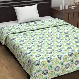Divine Casa Prism Blue & White Floral AC Room 120 GSM Reversible Cotton Single Bed Dohar-image-78