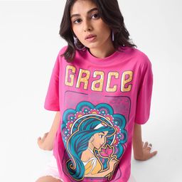 The souled store Official Aladin: Her Grace Pink Women Oversized T-Shirts-image-61