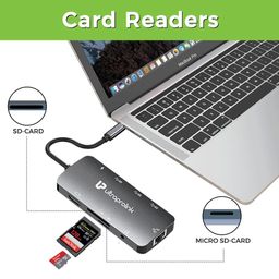UltraProlink Slimport 4C 9-in-1 USB 3.1 Type C to HDMI Type A, USB 3.0 Type A, USB Type C, SD Card Slot, TF Card Reader, RJ45, 3.5mm Stereo USB Hub (Faster Data Transfer, Grey) image 5