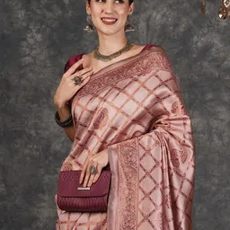 KALINI Woven Design Zari Silk Blend Designer Banarasi Saree-image-13