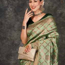 KALINI Woven Design Zari Silk Blend Designer Banarasi Saree-44