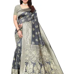 Varanga Floral Woven Design Zari Art Silk Banarasi Saree-picture-55