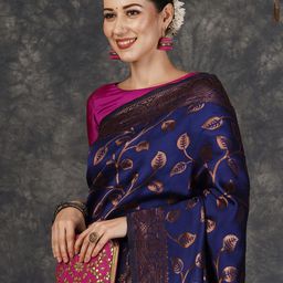 KALINI Woven Design Zari Silk Blend Banarasi Saree-picture-56
