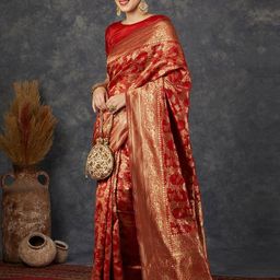 KALINI Ethnic Motifs Woven Design Zari Banarasi Saree-41