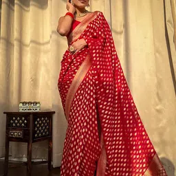 KALINI Woven Design Zari Silk Blend Banarasi Saree-16