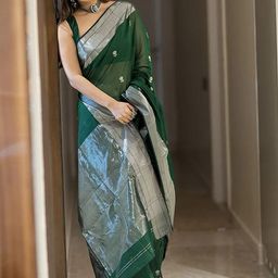 Aldwych Embroidered Woven Design Zari Banarasi Designer Saree-image-20