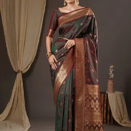 Anouk Woven Design Zari Banarasi Saree-image-18