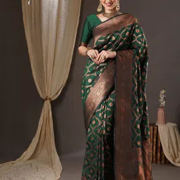 Anouk Woven Design Zari Silk Blend Banarasi Saree-18