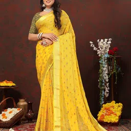 Rhey Striped Woven Design Zari Pure Chiffon Banarasi Saree-36