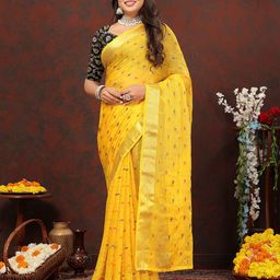 Rhey Woven Design Zari Pure Chiffon Banarasi Saree-image-12