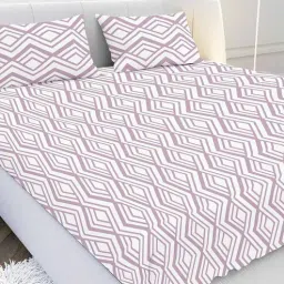 mayfair homes london Pink Floral 210 TC Cotton Super King Bedsheet with 2 Pillow Covers-picture-8
