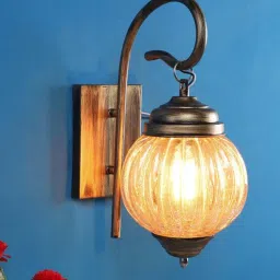 sinoman Golden Antique Curved Design Metal Hanging Wall Light Sconce Lamp with Glass Shade Bedroom, Living Room, Caf , Restaurant, Hallway, Kitchen-picture-22