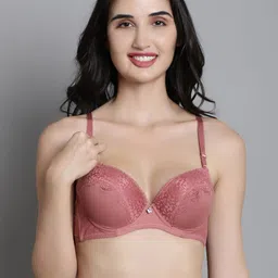 MAKCLAN Floral Lace Medium Coverage Lightly Padded Push-Up Bra With All Day Comfort-12