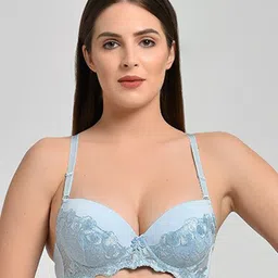 MAKCLAN Floral Plunge Bra - Medium Coverage Underwired Lightly Padded-56
