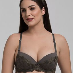 MAKCLAN Floral Plunge Bra - Medium Coverage Underwired Lightly Padded-26