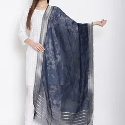 SHINGORA Grey & Blue Woven Design Dupatta-43