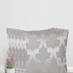 Home Grey & Silver-Toned Set of 5 Self Design Square Cushion Covers-4