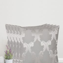 Home Grey & Silver-Toned Set of 5 Self Design Square Cushion Covers-7