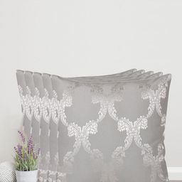 Home Grey Set of 5 Self Design Square Cushion Covers-1