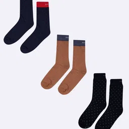 AIR GARB Unisex Pack of 3 Polka Dot Printed Calf-Length Socks-42