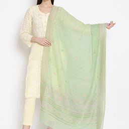 SHINGORA Green & Pink Woven Design Dupatta-picture-58
