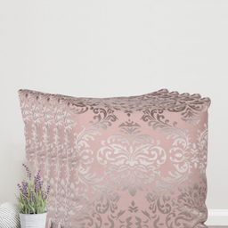 Home Pink & Silver-Toned Set of 5 Self Design Square Cushion Covers-29