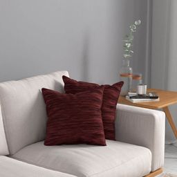 ROSARA HOME Maroon Set of 2 Square Cushion Covers-34