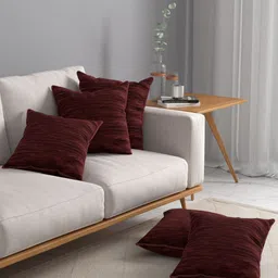 ROSARA HOME Maroon Set of 5 Square Cushion Covers-43