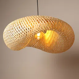 HABERE INDIA Beige & Black Textured Contemporary Wooden Ceiling Lamp-image-39