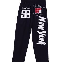 Fashionable Boys Navy Blue Printed Pure Cotton Track Pants-image-132