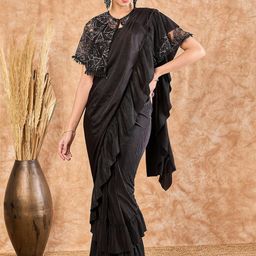 MAHALASA Striped Net Ready to Wear Saree With Jacket-picture-10