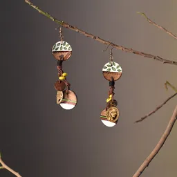 AAKRITI ART CREATIONS Brass-Plated Leaf Shaped Drop Earrings-46