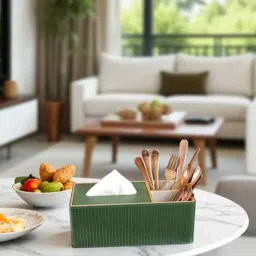 aarvi decor studio Faux Leather Tissue Holder Storage Box for Dining Table, Kitchen, Office-picture-42
