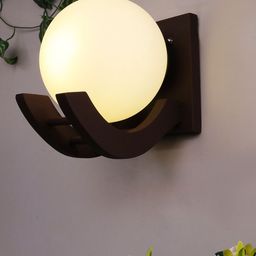 Homesake Adult Brown & White Wall wood Zedo Moon Shaped Spherical Ceiling Lamps-36