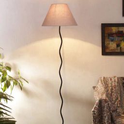 Fashionable Grey Cottan Fabric Shade Club Floor Lamp With Iron Base By New Era-picture-10