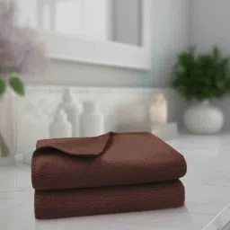 sassoon fab Brown Microfiber Solid 450 GSM Hand Towel (Set of 2)-picture-13