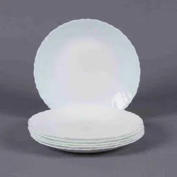 Diva Opalware Plain Glass Classique Collection Full Plate Set, 10-inch, 6 Pieces Dinner Plate-image-48