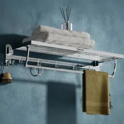 Multipurpose Dual Foldable Towel Stand | Rack | Holder With Hooks And Hanger 23.5 inch 4 Bar Towel Rod-image-28
