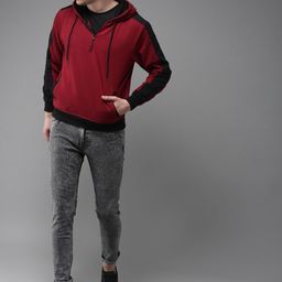 here&now Men Full Sleeve Color Block Hooded Sweatshirt-picture-21