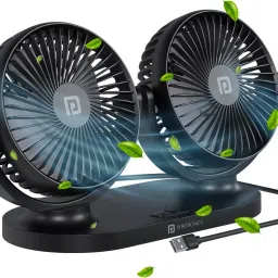 Twin Cool Portable Dual Head 360° Rotatable USB Fan With 3 Fan Speed,12/24v USB Car Interior Fan-image-2